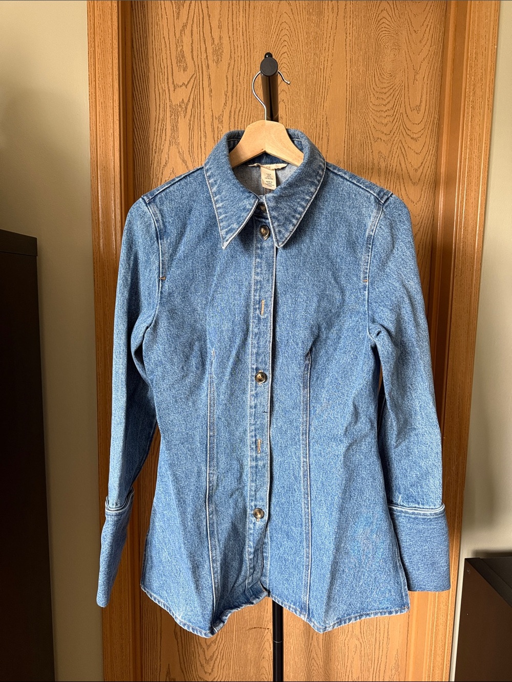 Denim Button-Front Shirt- Blue